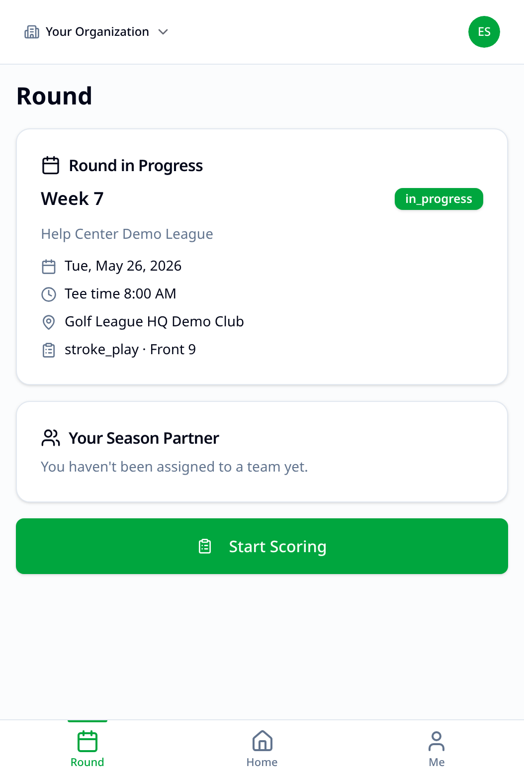 Round tab showing that you have not been assigned to a team yet